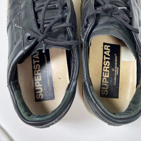 GOLDEN GOOSE Black Leather Super-Star Sneakers - Picture 6 of 7